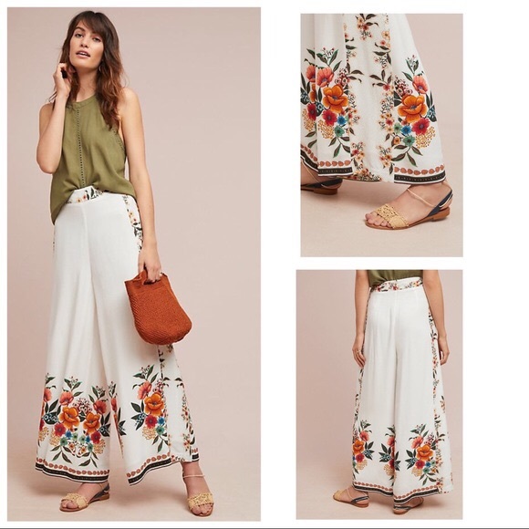 Anthropologie Pants - NWT ANTHROPOLOGIE Farm Rio Floral Wide Legs L